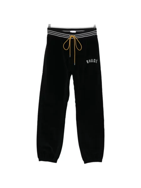 Pantaloni Rhude din velur alergare cu autograf negru