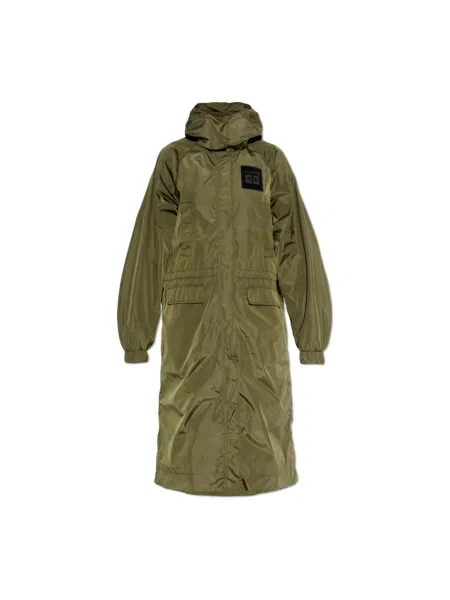 Parka Ganni z kapturem zielona