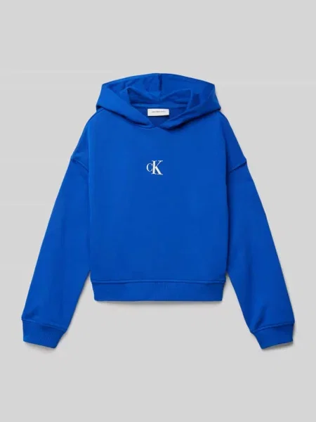 Bluza z kapturem o pudełkowym kroju Calvin Klein Jeans niebieska