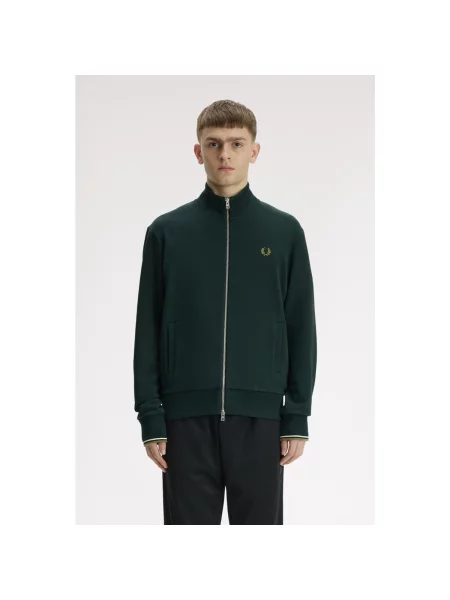 Hanorac cu fermoar Fred Perry verde