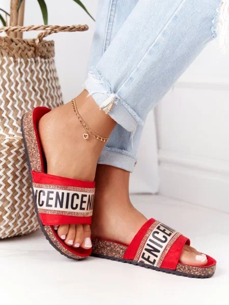 Zirkonové pantofle Evento červené