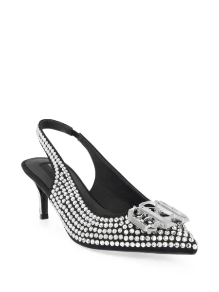 Pantofi cu toc Philipp Plein din piele de căprioară slingback