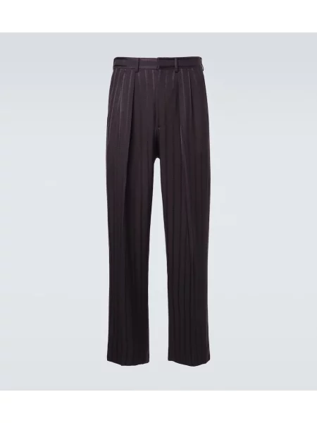 Pantaloni Tom Ford cu dungi din jacard gri