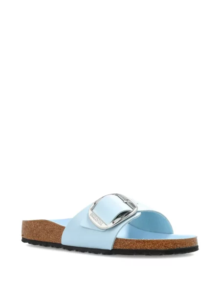 Sandale Birkenstock din piele fără toc de lac albastru