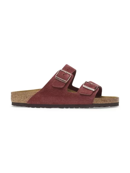 Birkenstock papuci din piele Arizona roșu bordo