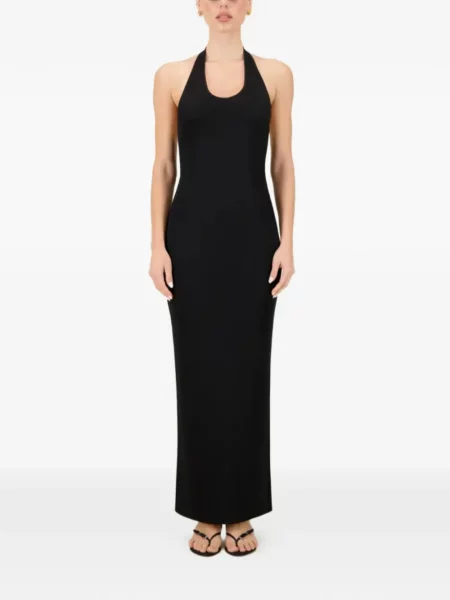 Rochie maxi La Galpa cu gât halter cu spatele deschis negru