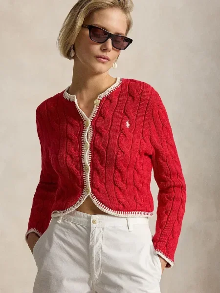 Polo Ralph Lauren cardigan pentru femei din COTTON-SWEATER-cardigan