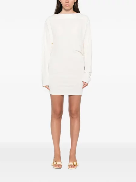 Lung rochie mini Jacquemus drapată alb