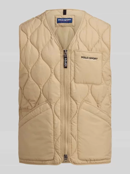 Kamizelka pikowana o kroju regular fit z kieszenią na piersi Polo Ralph Lauren beżowa