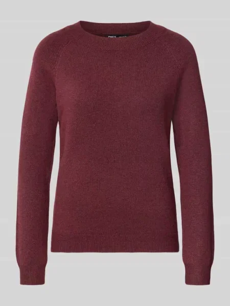 Sweter z dzianiny o kroju regular fit z raglanowymi rękawami model ‘RICA’ Only czerwony