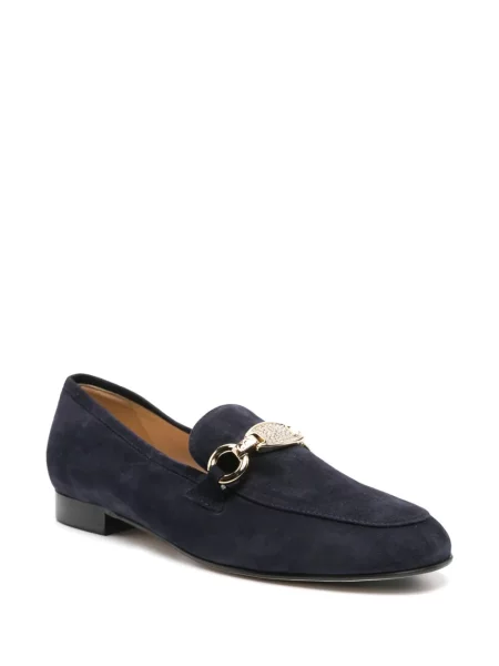 Pantofi loafer Casadei din piele de căprioară albastru