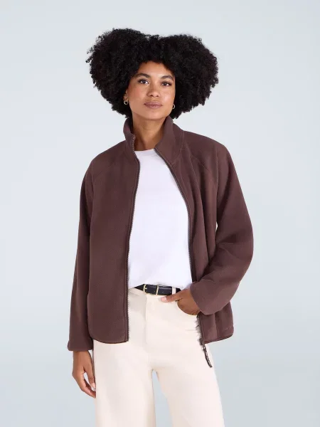 Stockholm — bluza polarowa z pełnym zamkiem Brown brązowy