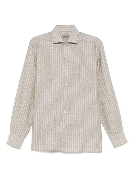 Lněná košile Corneliani hnědá