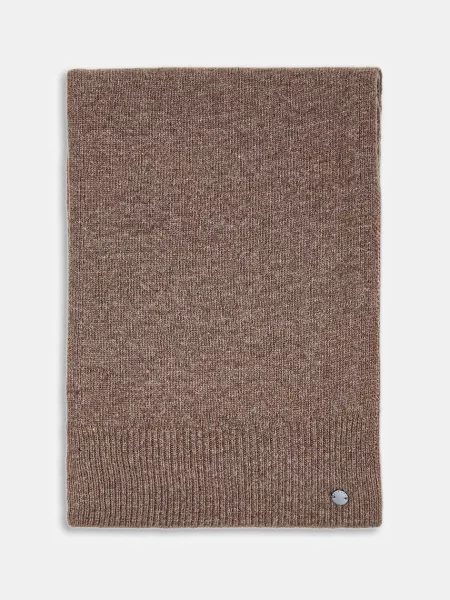 Шерстяной однотонный шарф Sisley бежевый