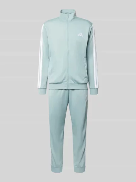 Garnitur z dzianiny dresowej o kroju regular fit z paskami w kontrastowym kolorze Adidas Sportswear