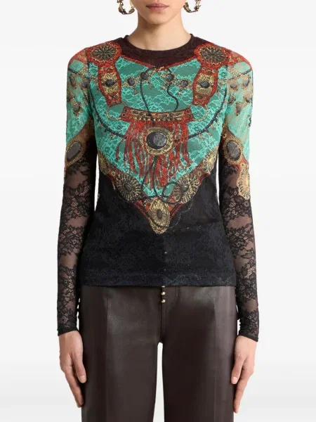 Pulover Etro cu imagine din jerseu negru
