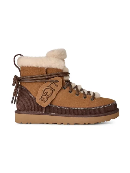 UGG W Classic Heritage Lace-Up cizme de zăpadă pentru femei din piele întoarsă maro