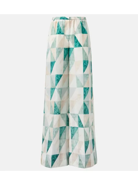 Pantaloni Joseph de mătase cu imagine verde