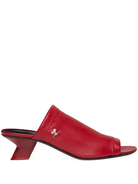 Papuci tip mules Courreges din piele roșu