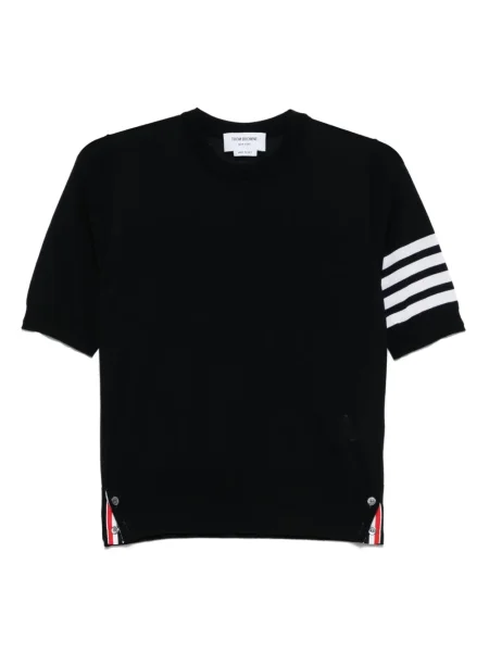 Tricou Thom Browne cu dungi tricotate albastru