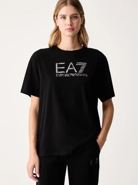 Emporio Armani tricou oversized pentru femei din negru
