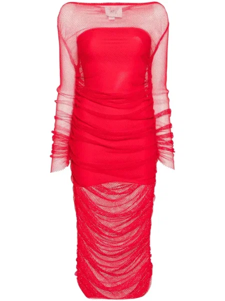 Oblekové šaty Atu Body Couture se síťovinou červené