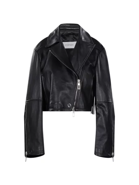 Geanta de piele Sportmax cu franjuri negru
