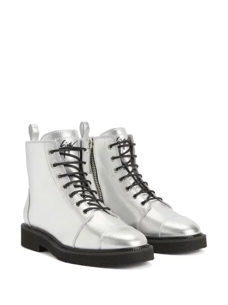Botine Giuseppe Zanotti cu șireturi din dantelă argintiu