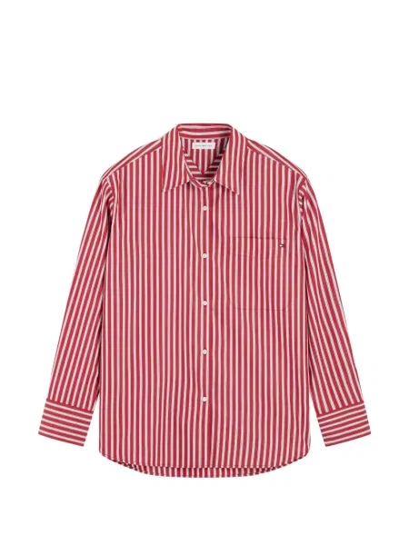 Lung cămașă Tommy Hilfiger cu dungi roșu