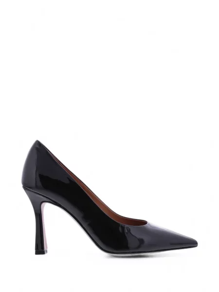 Pantofi cu toc Paris Punk din piele de lac negru
