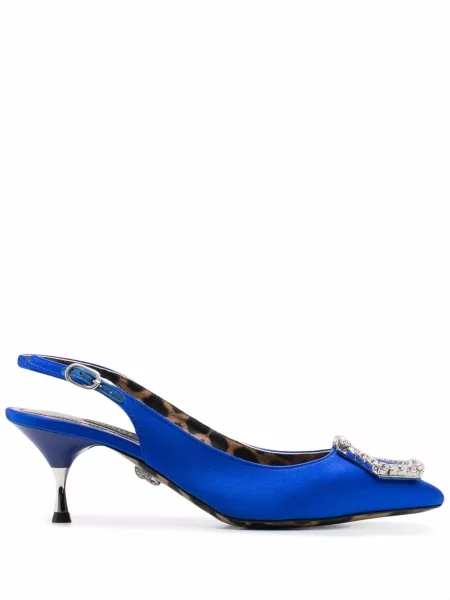 Pantofi cu toc Philipp Plein din piele de cristal albastru
