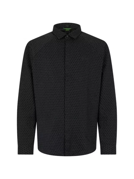 Lung cămașă Boss cu imagine cu imprimeu geometric negru
