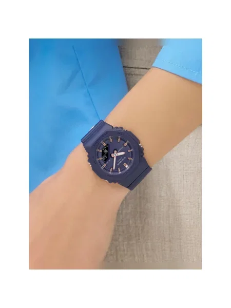 Lniany zegarek Casio niebieski
