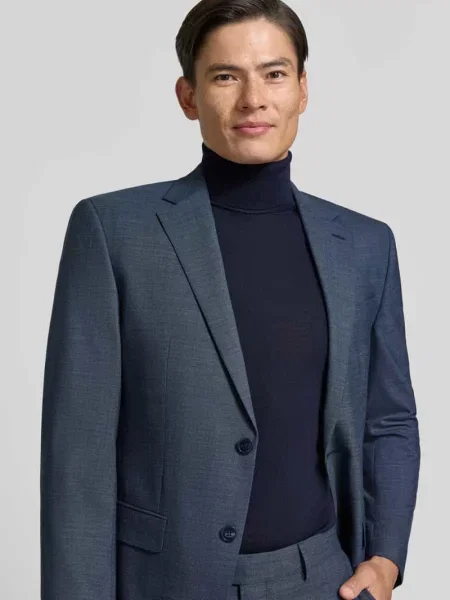 Garnitur krój slim fit z mieszanki żywej wełny Hechter Paris granatowy