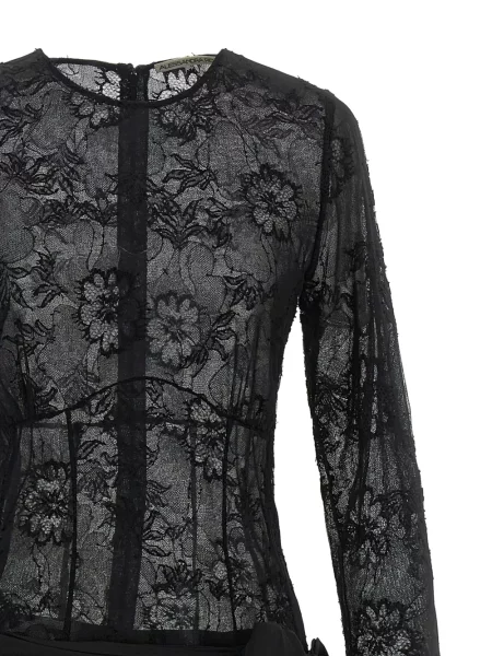 Rochie Alessandra Rich cu funde din dantelă de costum negru