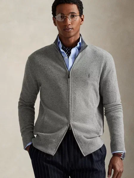 Вълнена жилетка Polo Ralph Lauren сиво