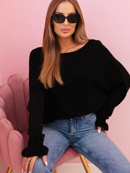 Pulover Kesi Włoski de mohair negru