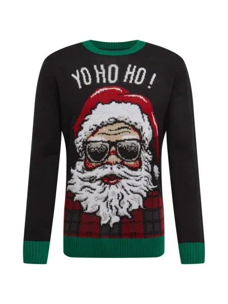 Urban Classics Svetr HoHoHo béžová / zelená / červená / černá bílá