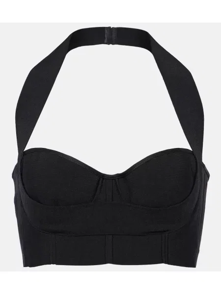 Sutien Alaïa cu gât halter negru