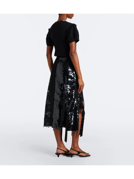 Fustă midi Simone Rocha din dantelă negru