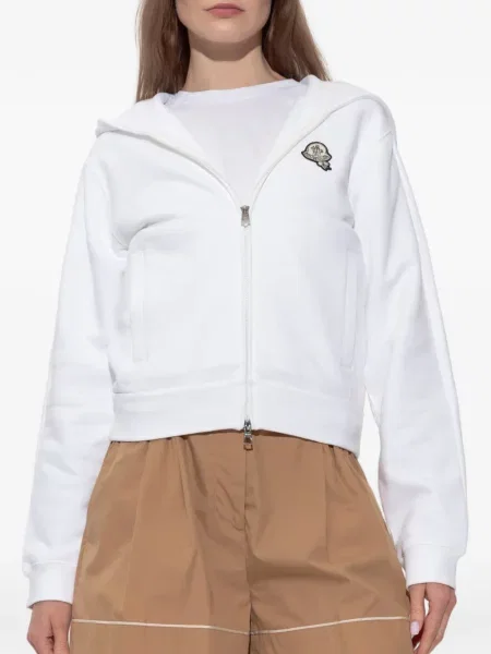 Hanorac cu glugă Moncler cu autograf alb