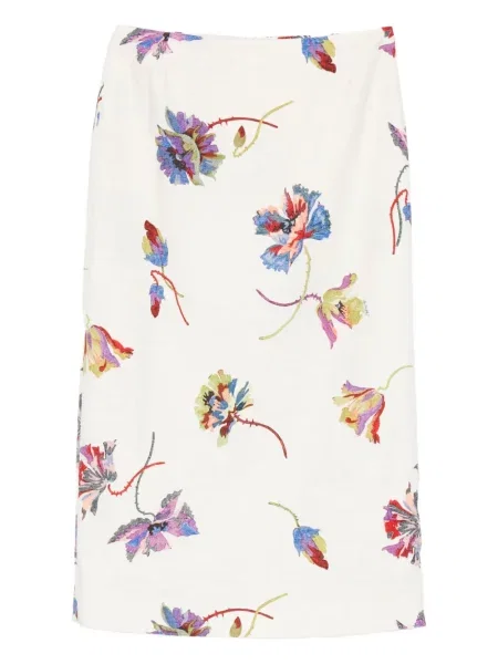 Fustă La Doublej cu model floral cu imagine alb