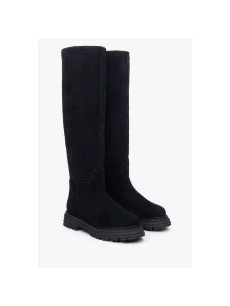 Велюровые сапоги Estro черные