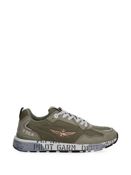 Sneakerși Aeronautica Militare cu broderie verde