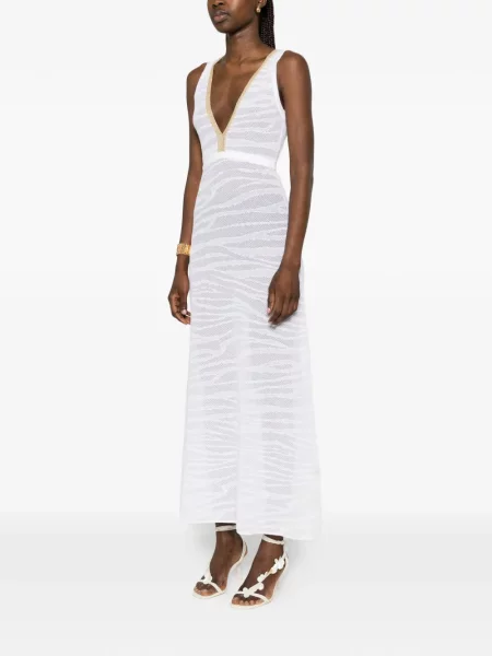 Sukienka midi Just Cavalli z dekoltem w serek biała