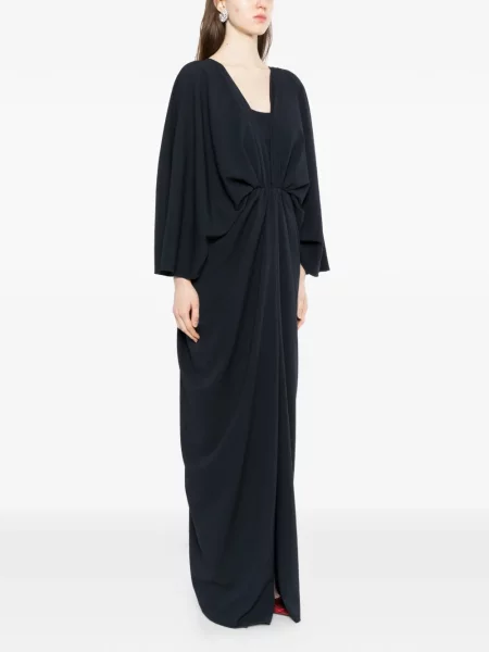 Rochie maxi Amsale cu decolteu în V drapată albastru