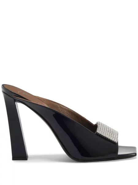 Papuci tip mules Giuseppe Zanotti din piele de cristal negru
