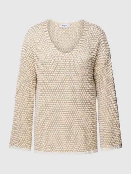 Sweter z dzianiny z dodatkiem i fakturowanym wzorem Be Pure Dutch biały