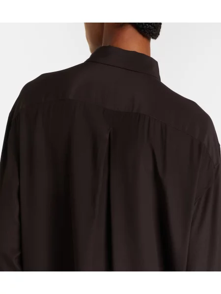 Rochie tip cămașă Toteme de mătase maro
