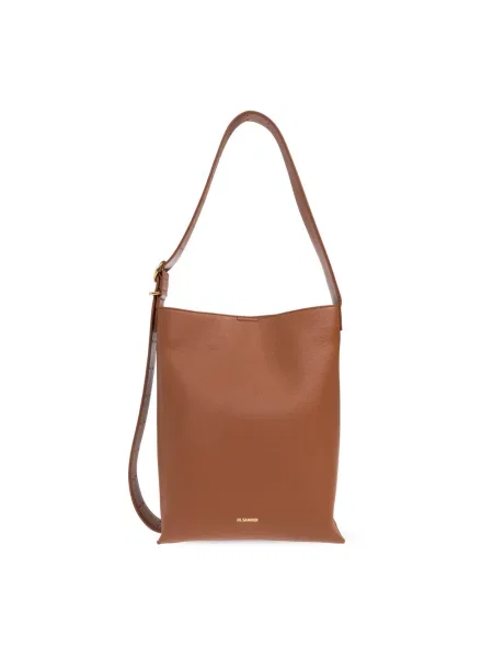 Mała torebka skórzana Jil Sander skórzana brązowa